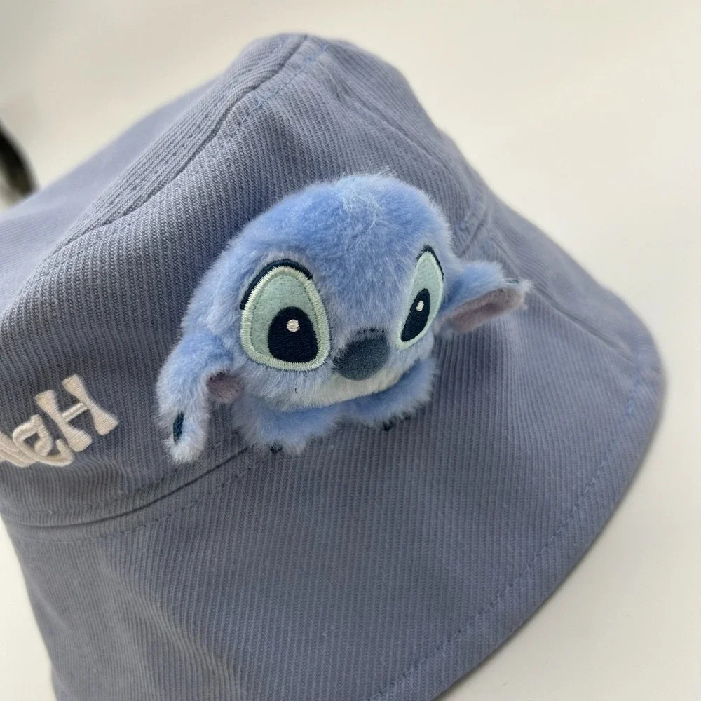 Disney Lilo & Stitch Bucket Hat Unisex Dusty Blue Ribbed Embroidered One Size